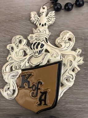 4pcs K of A Mardi Gras Black Beaded Crest Pendant Necklace